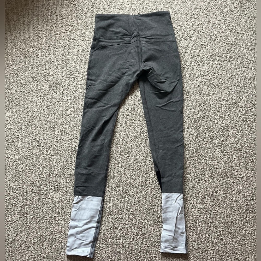 Splits59 Grey Leggings with white color patching on bottoms and black mesh